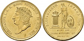 Monete di zecche italiane
Napoli 
Ferdinando I (già IV) di Borbone, 1816-1825.  Da 30 ducati 1818.  Pagani 78.  Pannuti-Riccio 1.  MIR 457.
Lievi s...