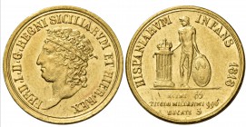 Monete di zecche italiane
Napoli 
Ferdinando I (già IV) di Borbone, 1816-1825.  Da 3 ducati 1818.  Pagani 80a.  Pannuti-Riccio 3.  MIR 459.
q.Spl
...