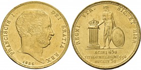 Monete di zecche italiane
Napoli 
Francesco I di Borbone, 1825-1830.  Da 30 ducati 1826.  Pagani 104  Pannuti-Riccio 2.  MIR 472/1.
Molto raro. Seg...