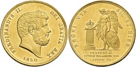 Monete di zecche italiane
Napoli 
Ferdinando II di Borbone, 1830-1859.  Da 30 ducati 1850.  Pagani 141.  Pannuti-Riccio 11.  MIR 487.
Raro. Fondi l...