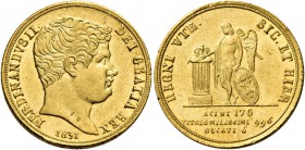Monete di zecche italiane
Napoli 
Ferdinando II di Borbone, 1830-1859.  Da 6 ducati 1831.  Pagani 159.  Pannuti-Riccio 26.  MIR 492.
Minimi colpett...