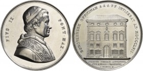 Monete di zecche italiane
Roma 
Pio IX (Giovanni Mastai Ferretti), 1846-1870.  Medaglia straordinaria 1857,  AR 87,64 g.  ø 59 mm.  Per la visita de...