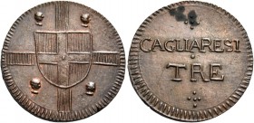 Monete di zecche italiane
Savoia 
Vittorio Emanuele I, 1802-1821. Monetazione per la Sardegna.  Da 3 Cagliaresi 1813.  Pagani 21.  MIR 1025.
Rariss...