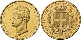 Monete di zecche italiane
Savoia
Carlo Alberto, 1831-1849.  Da 100 lire 1835 Genova.  Pagani 140.  MIR 1043f.
Fondi lucenti ed esemplare difficilme...