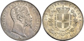 Monete di zecche italiane
Savoia
Vittorio Emanuele II re eletto, 1859-1861.  Da 2 lire 1861 Firenze.  Pagani 437.  MIR 1065b.
Rarissima. Conservazi...