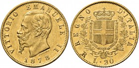 Monete di zecche italiane
Savoia 
Vittorio Emanuele II re d’Italia, 1861-1878.  Da 20 lire 1878 Roma.  Pagani 475.  MIR 1078v.
q.Fdc
Ex aste Raffa...