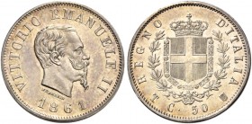 Monete di zecche italiane
Savoia 
Vittorio Emanuele II re d’Italia, 1861-1878.  Da 50 centesimi 1861 Torino. Stemma.  Pagani 522.  MIR 1087b.
Di es...