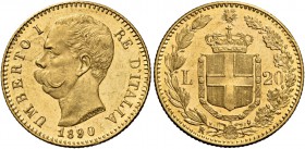 Monete di zecche italiane
Savoia 
Umberto I, 1878-1900.  Da 20 lire 1890 oro rosso.  Pagani –.  MIR –.
Molto rara. Fdc
Ex asta Raffaele Negrini 7,...