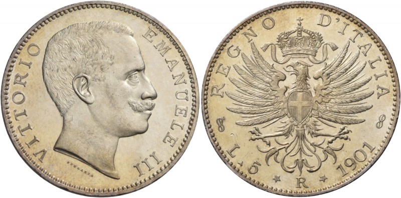 Monete di zecche italiane
Savoia
Vittorio Emanuele III, 1900-1946.  Da 5 lire ...