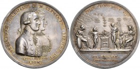 Interessante serie di medaglie del Regno delle Due Sicilie 
Ferdinando IV poi I di Borbone, 1759-1825. I periodo: 1759-1799.  Medaglia 1797.  AR 139,...