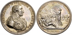 Interessante serie di medaglie del Regno delle Due Sicilie 
Ferdinando IV poi I di Borbone, 1759-1825. II periodo: 1799-1805.  Medaglia 1802.  AR 146...