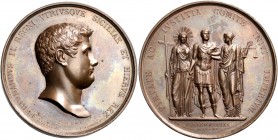Interessante serie di medaglie del Regno delle Due Sicilie 
Ferdinando II di Borbone, 1830-1859.  Medaglia 1830.  Æ 146,81 g.  ø 63 mm.  Coniata a Na...