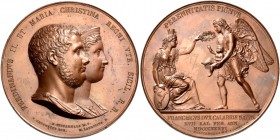 Interessante serie di medaglie del Regno delle Due Sicilie 
Ferdinando II di Borbone, 1830-1859.  Medaglia 1836.  Æ 172,21g.  ø 65 mm.  Coniata a Nap...