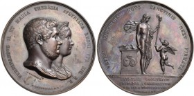 Interessante serie di medaglie del Regno delle Due Sicilie 
Ferdinando II di Borbone, 1830-1859.  Medaglia 1837.  Æ 138,15 g.  ø 69,9 mm.  Coniata a ...