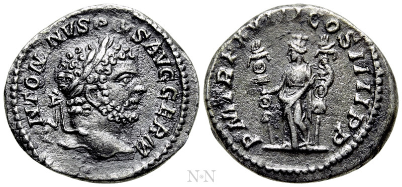 CARACALLA (197-217). Denarius. Rome. 

Obv: ANTONINVS PIVS AVG GERM. 
Laureat...
