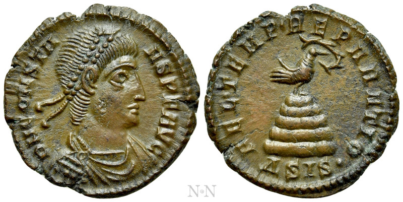 CONSTANS (337-350). Ae. Siscia. 

Obv: D N CONSTANS P F AVG. 
Pearl-diademed,...