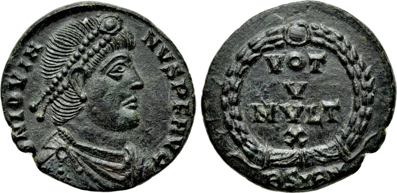 JOVIAN (363-364). Ae. Sirmium.

Obv: D N IOVIANVS P F AVG.
Diademed, draped a...