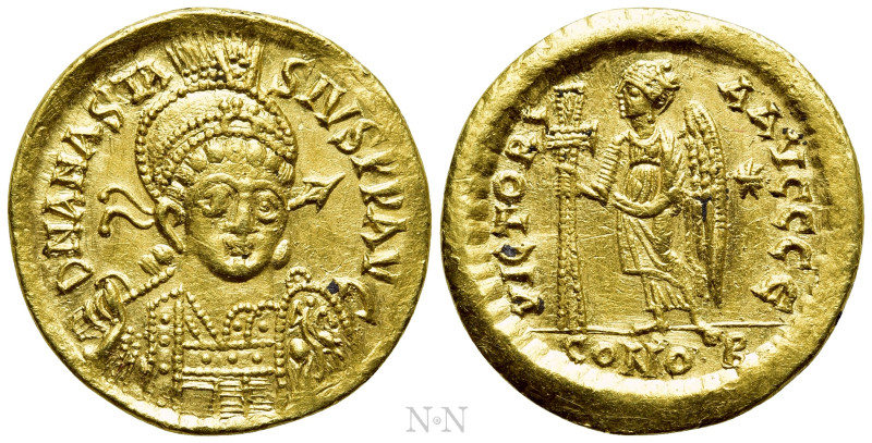 ANASTASIUS I (491-518). GOLD Solidus. Constantinople. 

Obv: D N ANASTASIVS P ...