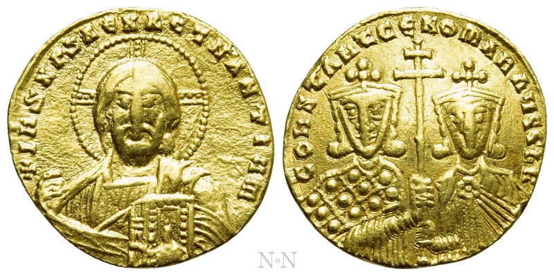 CONSTANTINE VII PORPHYROGENITUS with ROMANUS II (913-959). GOLD Solidus. Constan...
