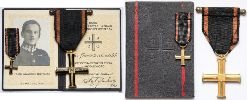 II RP, Krzyż Niepodległości + miniatura i legitymacja W zestawie legitymacja dla...