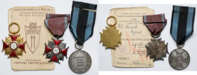 PRL, Medal Zasłużonym na Polu Chwały, Krzyże Zasługi + legitymacja - zestaw (4szt)