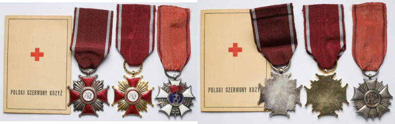 PRL, Order Sztandary Pracy, Krzyże zasługi + legitymacja PCK - zestaw (4szt)
