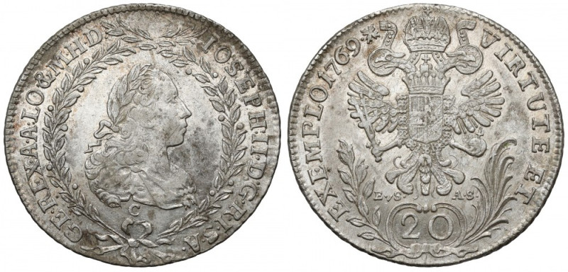 Austria, Joseph II, 20 kreuzer 1769-C, Prague 
Grade: XF/XF+