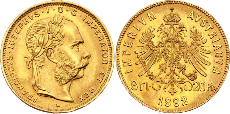 Austria 8 Florin / 20 Francs 1892 Restrike

KM# 2269, N# 17723; Gold (.900) 6....