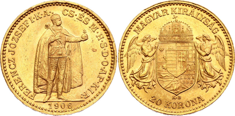 Hungary 20 Korona 1906 KB

KM# 486, N# 33163; Gold (.900) 6.78 g.; Franz Josep...