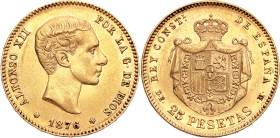 Spain 25 Pesetas 1876 (*1876) DEM
