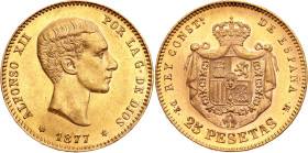 Spain 25 Pesetas 1877 (*1877) DEM