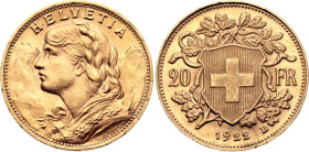 Switzerland 20 Francs 1922 B