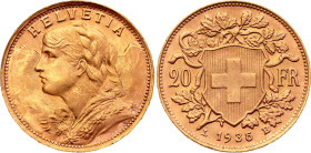 Switzerland 20 Francs 1935 (1945-1947) LB Restrike