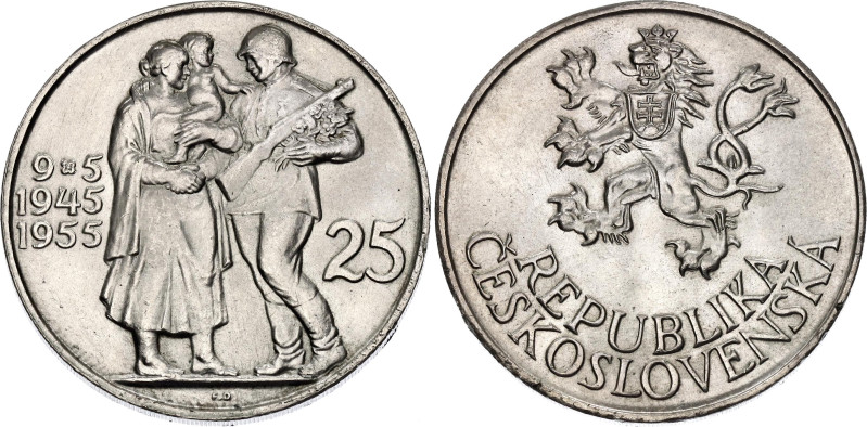 Czechoslovakia 25 Korun 1955

KM# 43, N# 18478; Silver; 10th Anniversary - Lib...