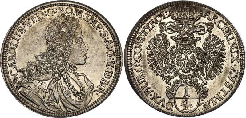 Austria 1/4 Taler 1711 - 1724 (ND)

KM# 1577.2, N# 166501; Silver; Karl VI; Ha...
