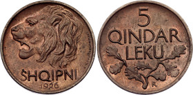 Albania 5 Qindar Leku 1926 R