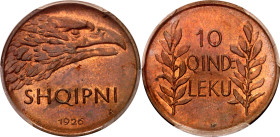 Albania 10 Qindar Leku 1926 R PCGS MS66 RB