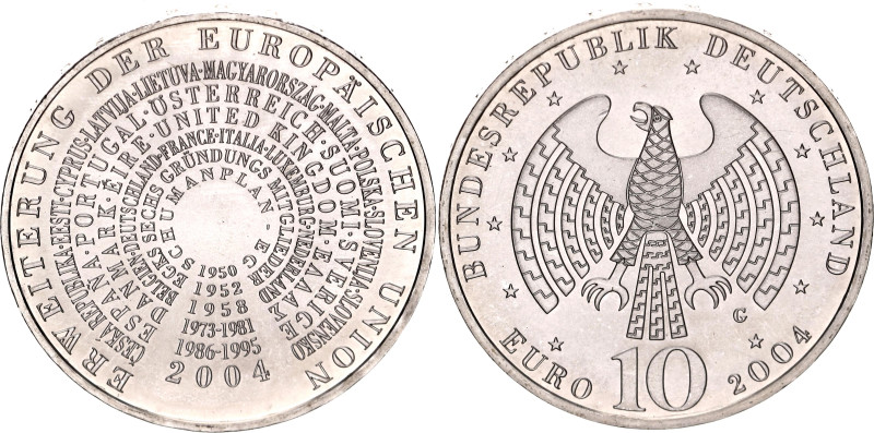 Germany - FRG 10 Euro 2004 G

KM# 231, N# 12788; Silver; Expansion of the Euro...