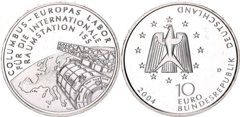 Germany - FRG 10 Euro 2004 D

KM# 234, N# 12801; Silver; Columbus Laboratory o...
