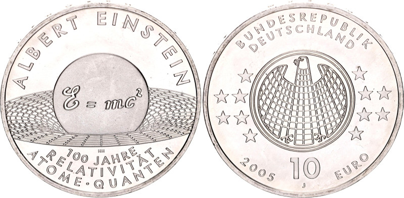 Germany - FRG 10 Euro 2005 J

KM# 238, N# 13129; Silver; Centennial of Albert ...