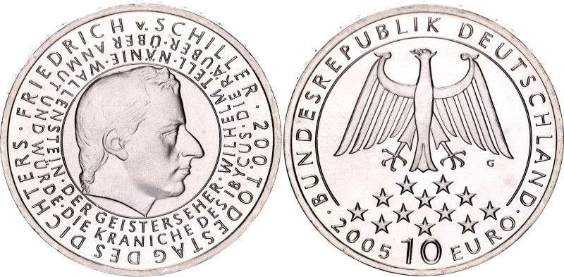 Germany - FRG 10 Euro 2005 G

KM# 239, N# 13128; Silver; 200th Year of death o...