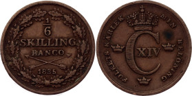 Sweden 1/6 Skilling Banco 1835