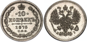 Russia 10 Kopeks 1875 СПБ HI