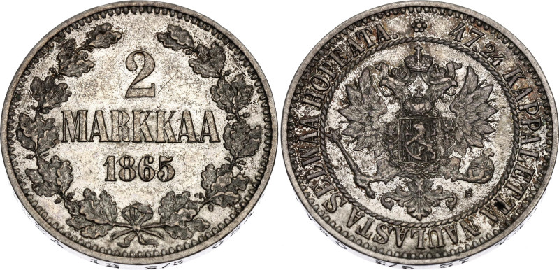 Russia - Finland 2 Markka 1865 S

Bit# 625; Silver 10.20 g.; XF/AUNC
