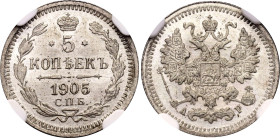 Russia 5 Kopeks 1902 СПБ АР NGC MS65