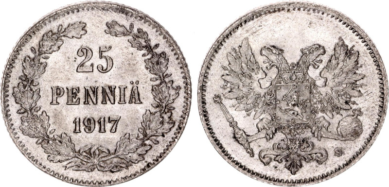 Russia - Finland 25 Pennia 1917 S

Bit# GSF2; An eagle without crowns; Silver ...
