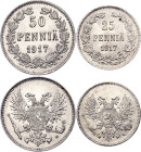 Russia - Finland 25 - 50 Pennia 1917 S