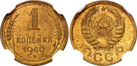 Russia - USSR 1 Kopek 1940 NGC MS63