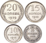 Russia - USSR Lot of 4 Coins 1923 - 1929