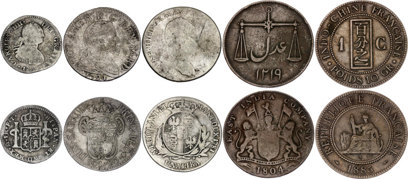 World Lot of 5 Coins 1781 - 1885

Various Countries, Dates & Denominations; Wi...